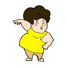 comic cartoon happy overweight lady N2