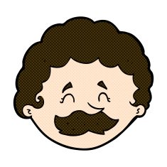 comic cartoon man with mustache N22