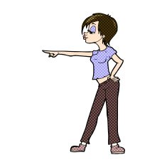 comic cartoon hip woman pointing N3