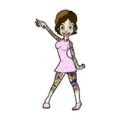 comic cartoon woman with tattoos N3