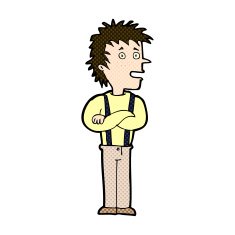 comic cartoon boy with folded arms N5