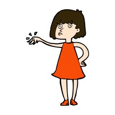 comic cartoon woman showing off engagement ring N3