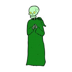 comic cartoon skeleton in black robe N2