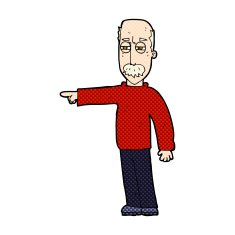 comic cartoon old man gesturing Get Out! N3
