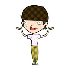 comic cartoon woman holding arms in air N3