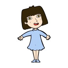 comic cartoon happy woman in dress N7