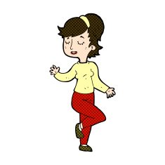 comic cartoon dancing woman N12