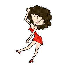 comic cartoon dancing woman N13