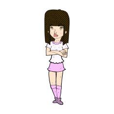 comic cartoon girl with crossed arms N3