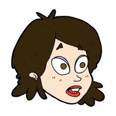 comic cartoon female face with surprised expression N5