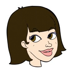 comic cartoon happy female face N50