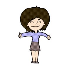 comic cartoon woman giving thumbs up sign N3