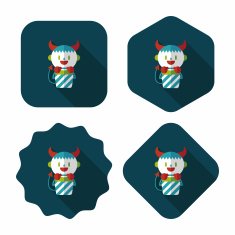 cute wizard flat icon with long shadow eps10 N9