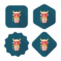 cute wizard flat icon with long shadow eps10 N12