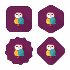halloween owl flat icon with long shadow eps10 N6