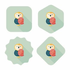 halloween owl flat icon with long shadow eps10 N7