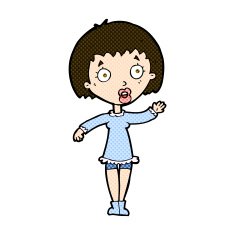 comic cartoon waving woman N32