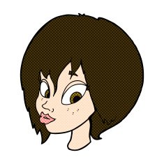 comic cartoon pretty female face pouting N3