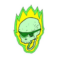 comic cartoon flaming pirate skull N3