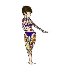 comic cartoon bikini girl covered in tattoos N3
