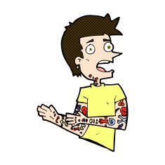 comic cartoon man with tattoos N3