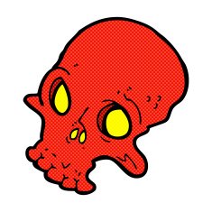 comic cartoon spooky skull N35
