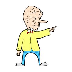 comic cartoon old man pointing N3