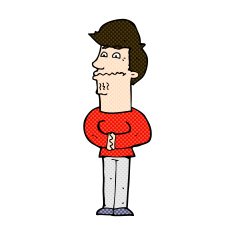 comic cartoon nervous man N31