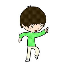 comic cartoon worried boy pointing N3