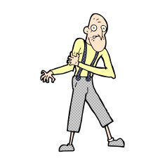 comic cartoon old man having heart attack N3