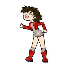 comic cartoon girl in leather jacket N3