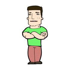 comic cartoon tough guy with folded arms N3