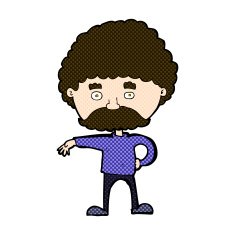 comic cartoon man with mustache making camp gesture N3