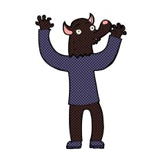 comic cartoon happy werewolf man N2