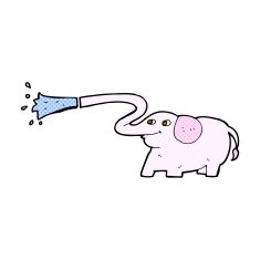 comic cartoon elephant squirting water N4