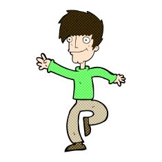 comic cartoon happy man dancing N9
