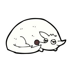 comic cartoon curled up dog N3