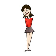 comic cartoon happy woman N65