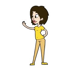 comic cartoon woman waving N91