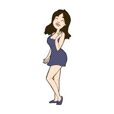 comic cartoon pretty woman in cocktail dress N3