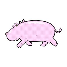 comic cartoon hippopotamus N3