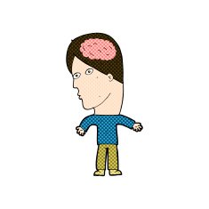 comic cartoon man with brain symbol N6