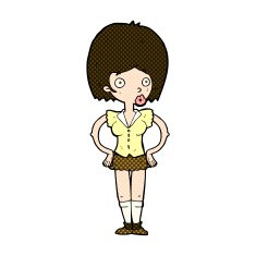 comic cartoon woman with hands on hips N59