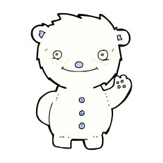 comic cartoon waving polar bear N4