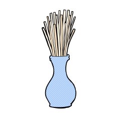 comic cartoon reeds in vase N3