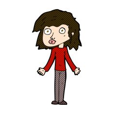 comic cartoon girl shrugging shoulders N9