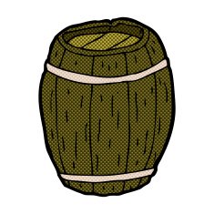 comic cartoon wooden barrel N2