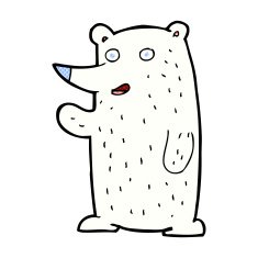 comic cartoon waving polar bear N5