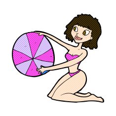 comic cartoon bikini girl with beach ball N3