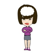 comic cartoon woman with folded arms imagining N3